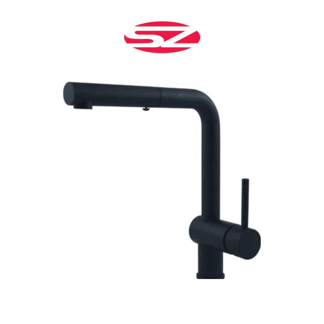 Rubinetto Miscelatore Lavello Cucina Nero Opaco con Doccetta Estraibile Serie Light LIG285NO