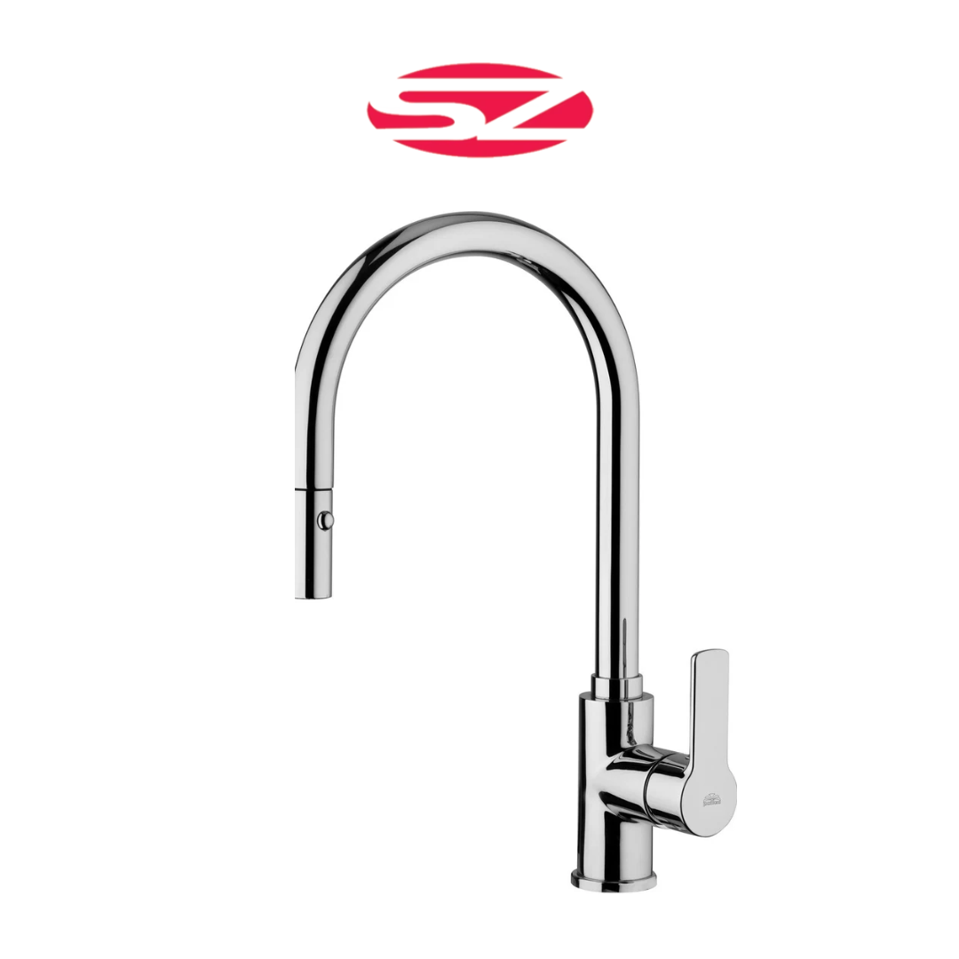 PAFFONI Rubinetto Miscelatore Lavello Cucina Cromato con Doccetta Estraibile Serie Red RED285CR